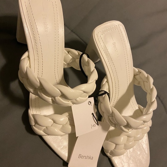 Zara Shoes - Zara White Braided Strap Block Heel Sandals